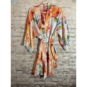 Linea Donatella Kimono Robe XL Pastel Watercolor Florals Feminine Romantic